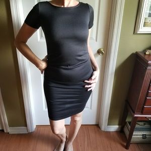 Black Short Sleeve Fitted Maternity Dress